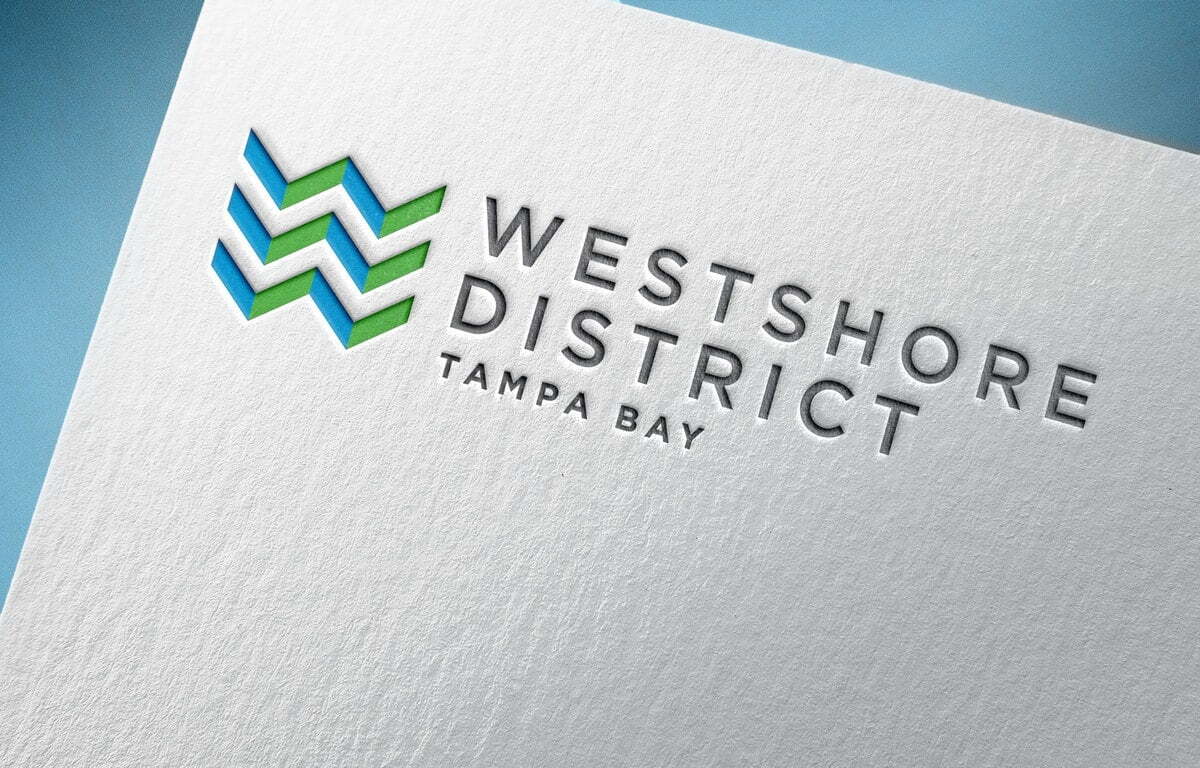 Westshore District Tampa Bay Logo Design Letterhead Debossed Paper